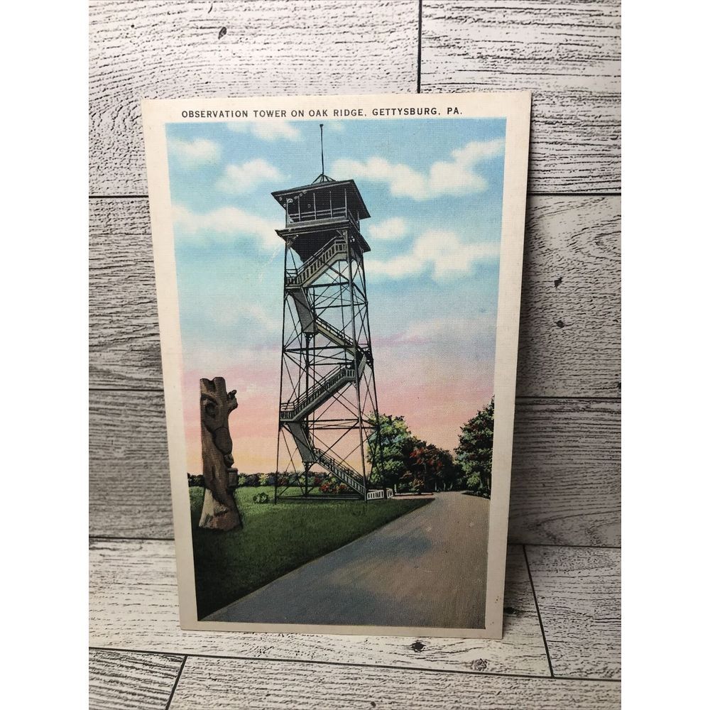 Vintage Observation Tower Gettysburg PA Post Card Ephemera Memorabilia Souvenir‎